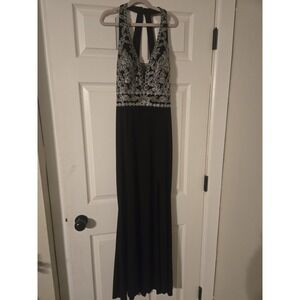 Blondie Nites‎ Black Gown Silver Halter Top